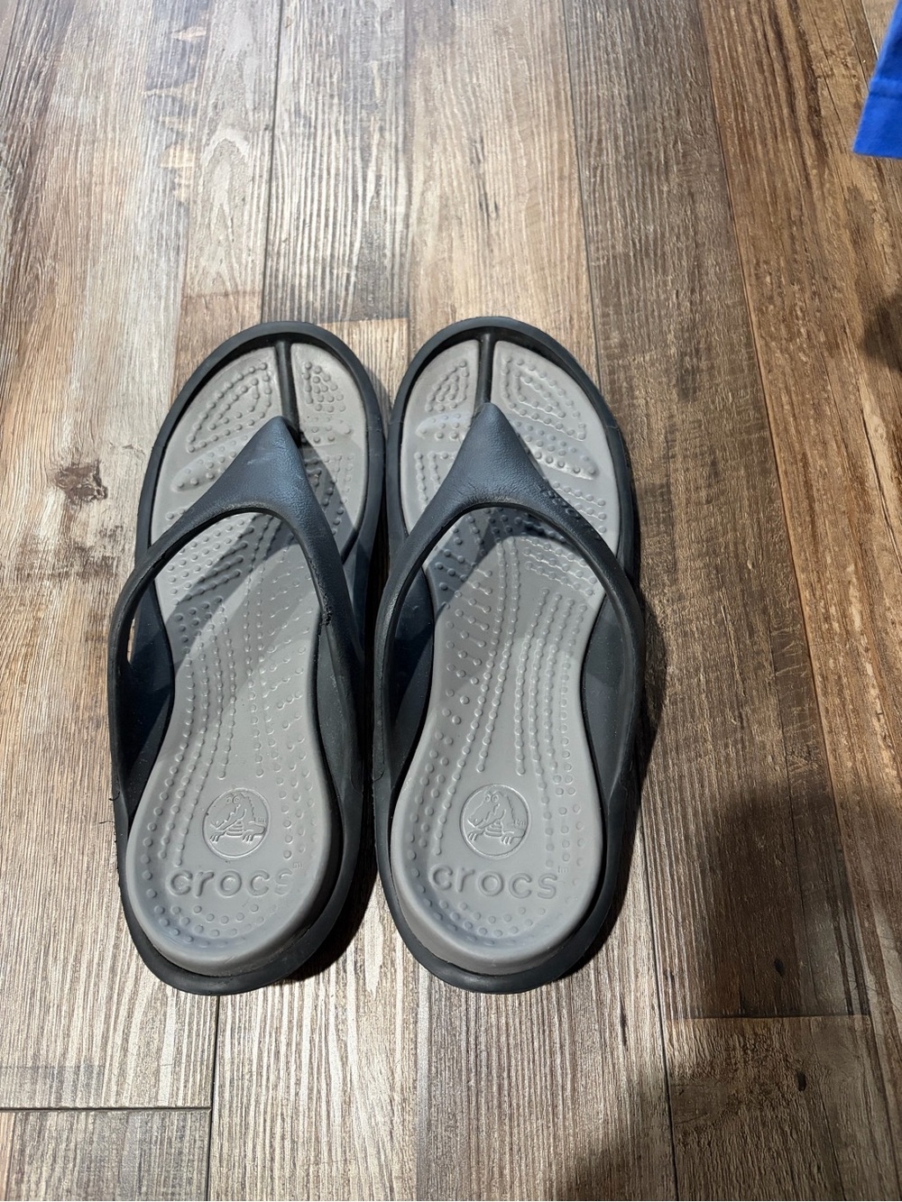 CROCS Black and Gray Comfort Flip Flops
